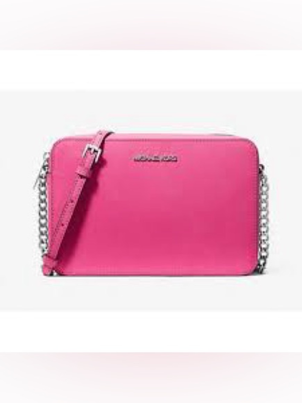 Michael Kors Pink dragonfruit Saffiano Leather Crossbody Bag Purse Jet Set